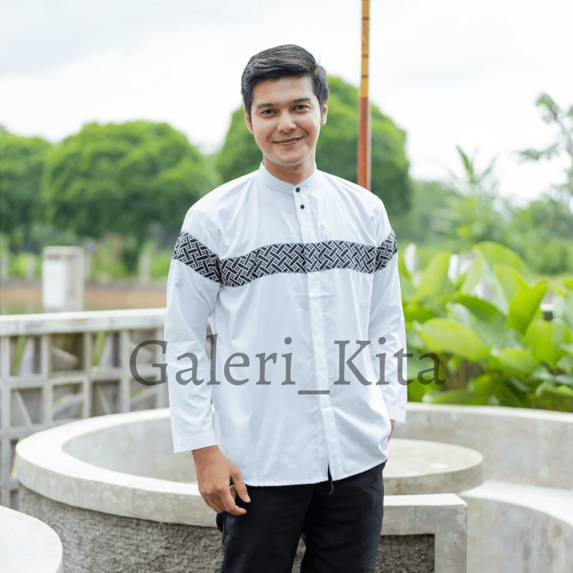 Baju Koko Pria Dewasa Lengan Panjang Warna Putih Hitam Maroon Navy Abu Hijau Army Model Terbaru Ukuran M L XL XXL XXXL Koko Kurta Bordir Lengan Pendek Matt Katun Premium