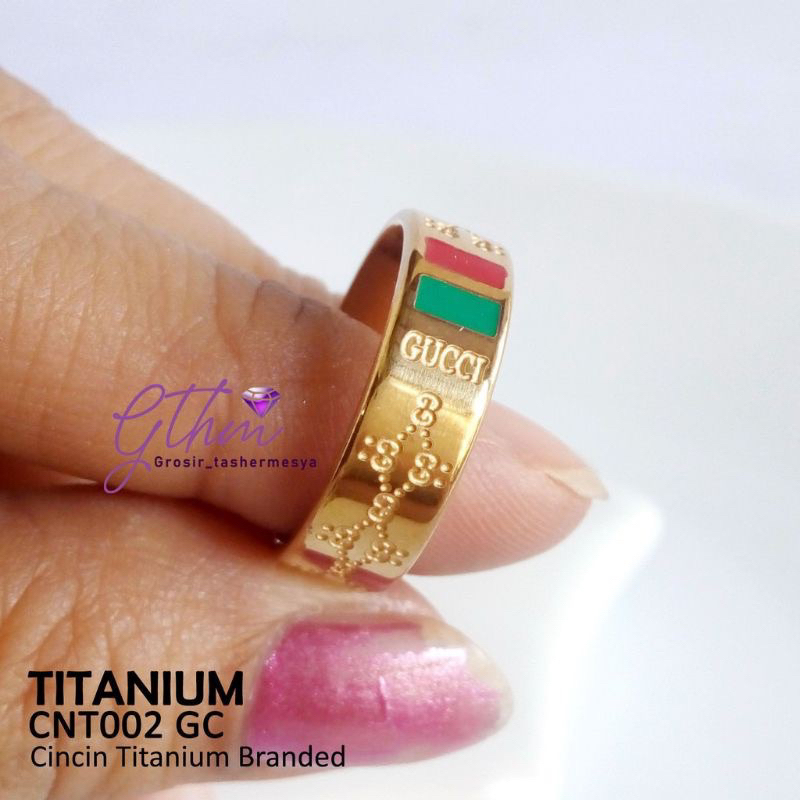 COD || cincin titanium guci silver dan gold branded sedang trend cnt002 bisa untuk pasangan (harga satuan)