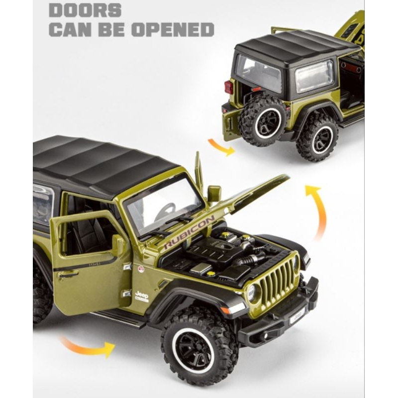 Diecast Mobil JEEP RUBICON WRANGLER 1941 Miniatur Die-cast Mobil Jeep Offroad Skala 1:32