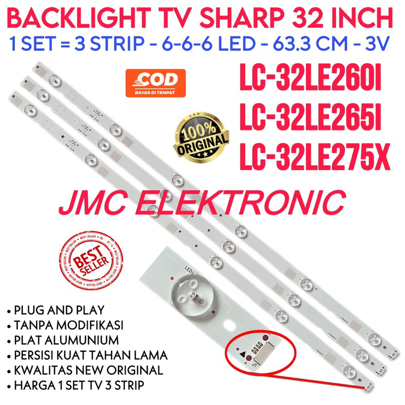 BACKLIGHT TV LED SHARP 32 INC LC32LE260I LC32LE265I LC32LE375X LC-32LE260i 32LE265i 32LE375i LC32LE260i LC32LE265i LC32LE375X 32LE260 32LE265 32LE375
