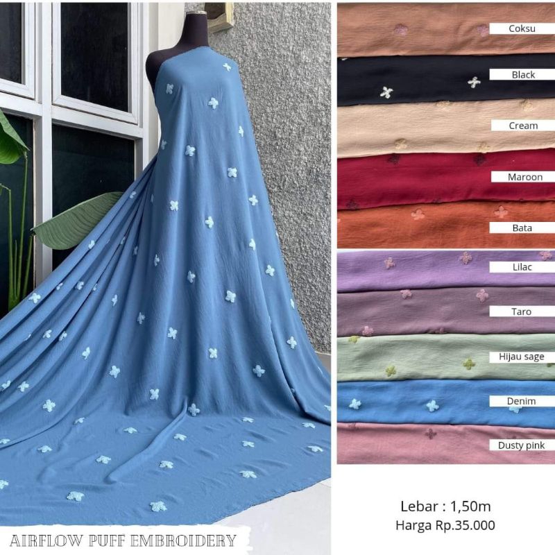 (umma textile)KAIN CRINKLE PUFF EMBROIDERI TERMURAH