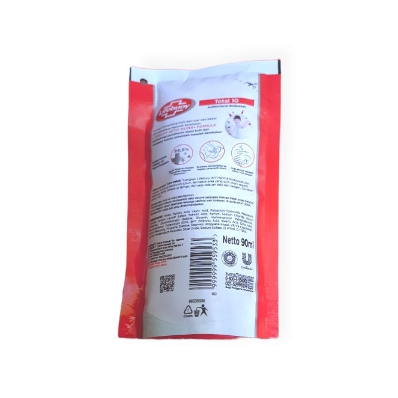 Lifebuoy 2in1 Antibacterial Hand &amp; Body Wash Lemon Fresh / Total 10 Refill 90mL