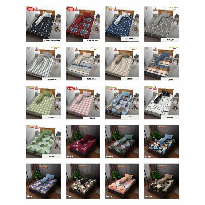Sprei kintakun 120x200(Single)motif abstrak/garis/kotak/bunga - gian - iswara - ariadra - bena - bak