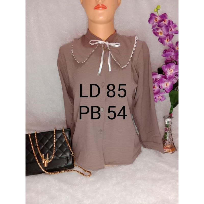 Nn-K05-blouse crinkle baju kemeja -atasan-wanita lengan panjang -abg-korea--murah-terkini-baju-cewek