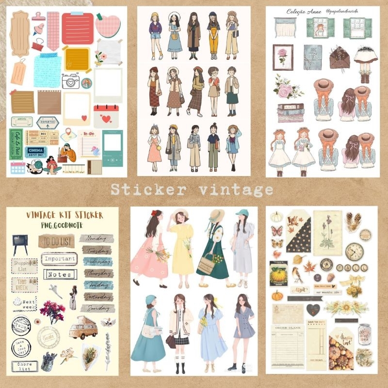 

Sticker Vintage untuk scrapbook jurnal A6