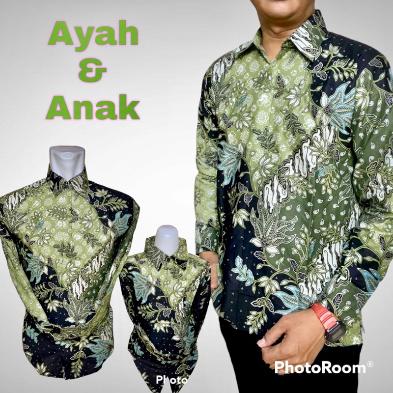 SAGE BARU, Batik couple ayah anak lapisan furing hero warna hijau sage,kemeja batik lengan panjang hijo sage,kemeja batik lengan panjang premium,kemaja batik solo hijjau sage,batik ayah anak sage,batik jumbo warna sage