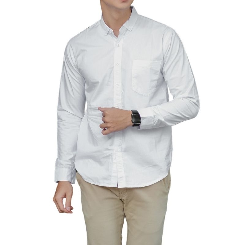 Kemeja panjang putih polos H.M | kemeja putih kantor slimfit casual formal