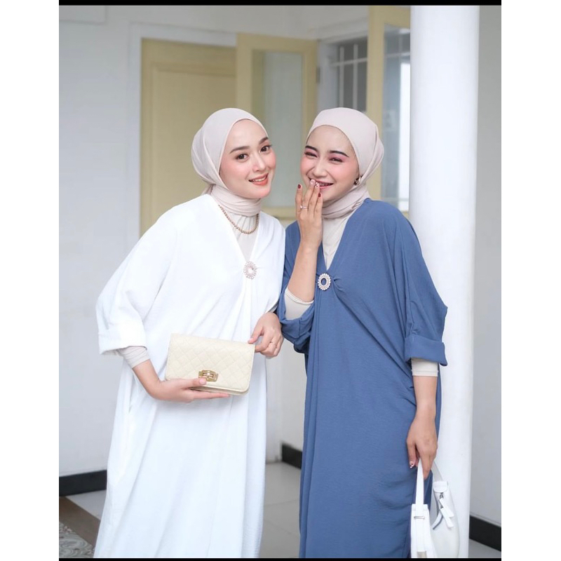 ZALINA KAFTAN - CRINKlE AIRFLOW - V-NECK - NEW MODEL - BISA COd