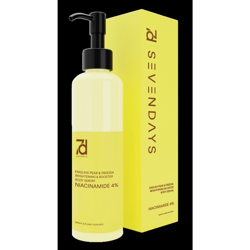 Seven Days English Pear &amp; Freesia Brightening Booster Body Serum ( YELLOW ) 250ML ( 7DBS English P&amp;F ) Body Lotion Wangi Tahan Lama Promo Sen