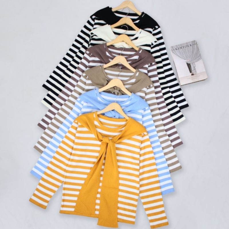 Arisya Stripe Knit • Atasan Blouse Wanita • Atasan Rajut