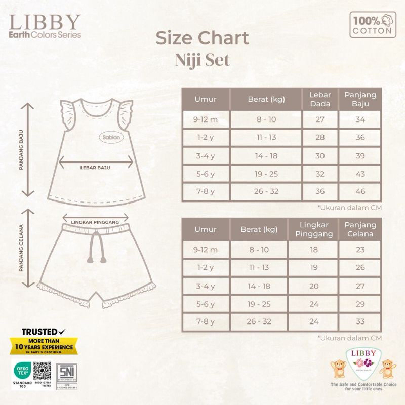 NEW! NIJI SET Libby Stelan Pendek Anak Boys/Girls 9bulan-8th