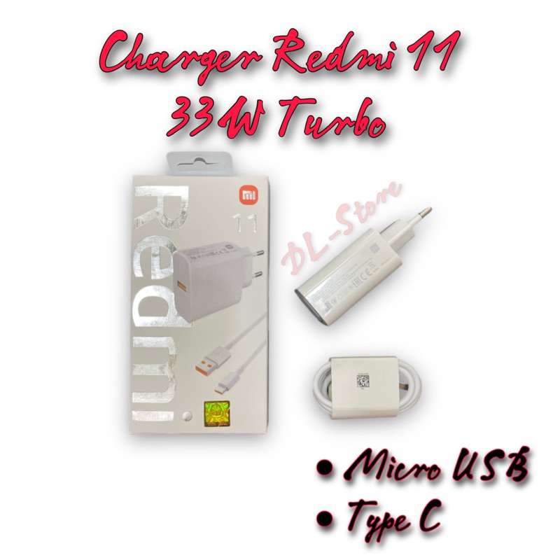 Charger Xiaomi Redmi 11 33W Type C &amp; Micro USB Original Fast Charging Travel Charger Redmi 11