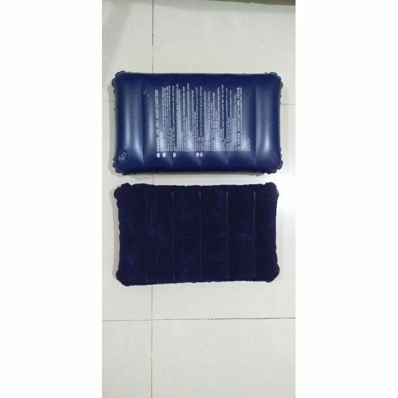 Bantal Angin Tiup PVC Bludru Besar Warna Biru Sisir