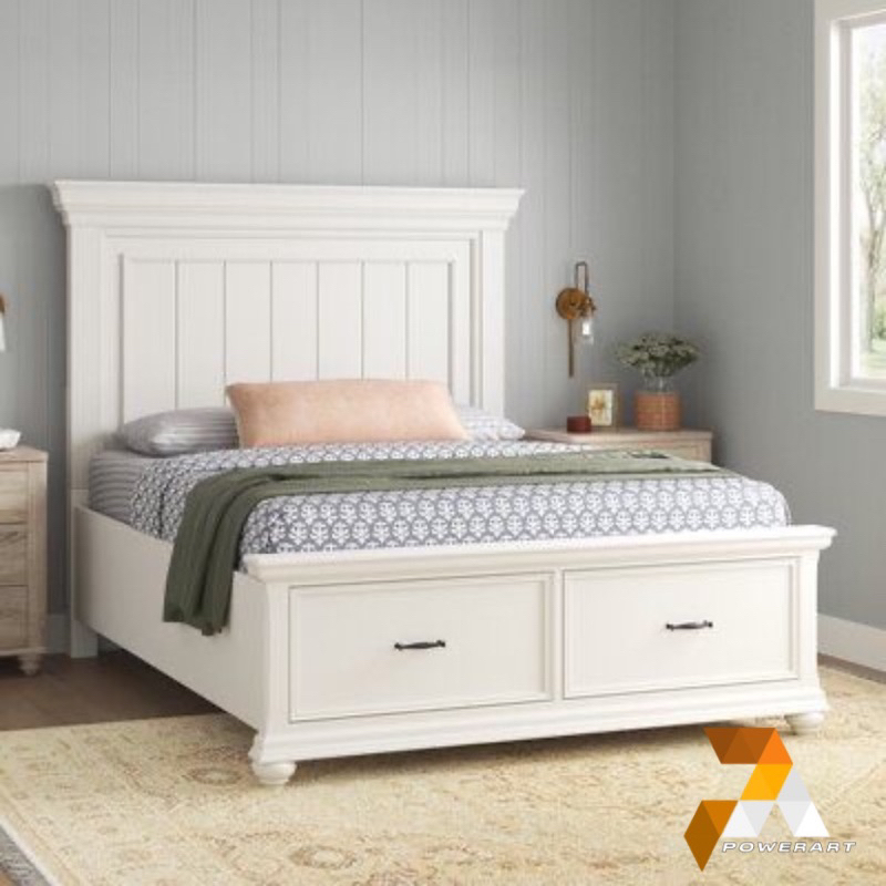 Tempat tidur dipan minimalis cat putih Ranjang kayu divan Kayu warna putih