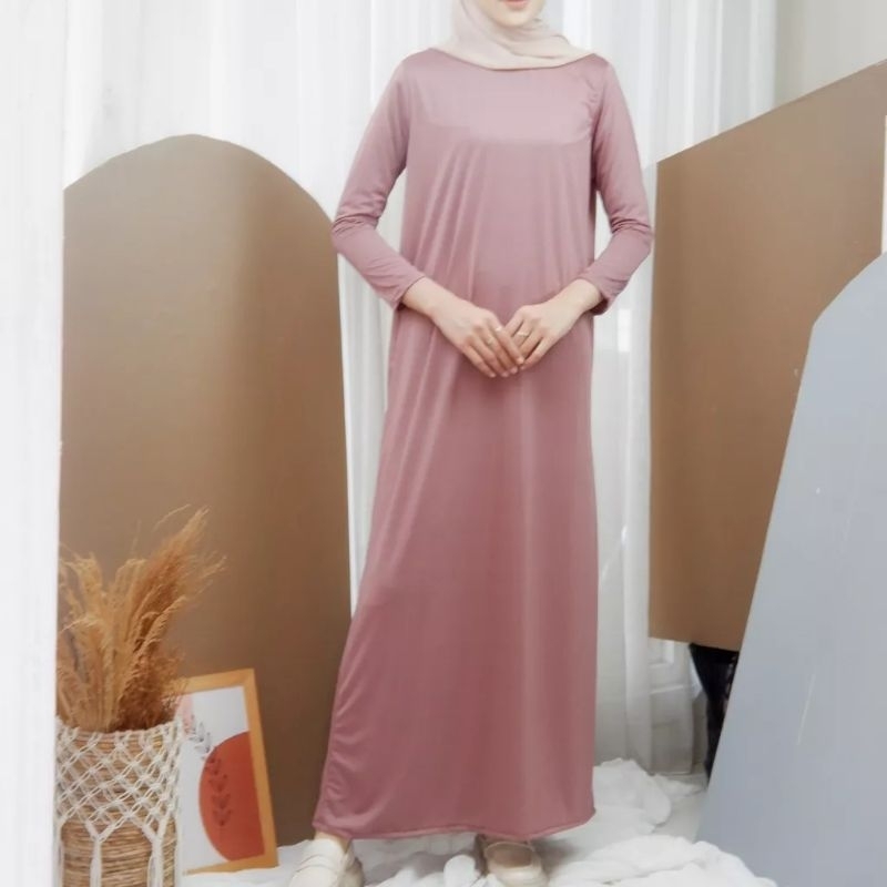 MANSET SPAN DRESS GAMIS LENGAN PANJANG JERSEY PREMIUM