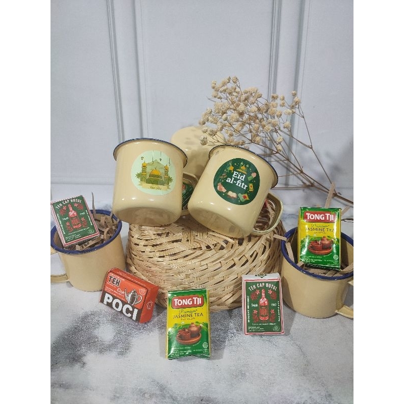 (SIAP KIRIM) Gelas Enamel Jadul/Gelas Lebaran/Mug Lebaran/Hampers Lebaran/Souvenir Lebaran/Gift Mini