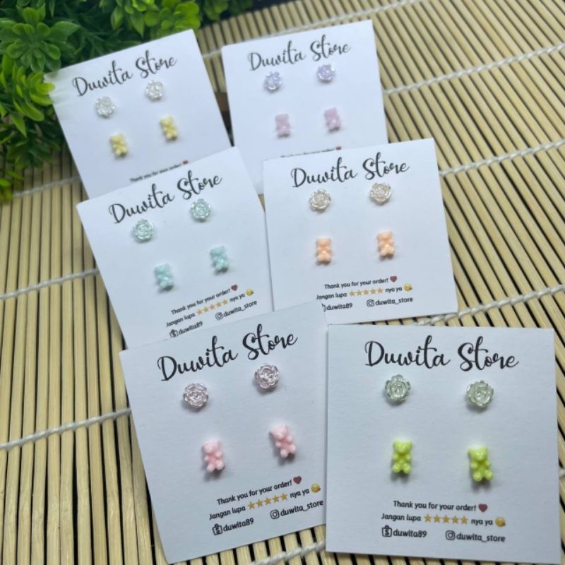 HANDMADE ANTING TUSUK PLASTIK ANAK/DEWASA MOTIF GUMMY BEAR (BUNDLE)