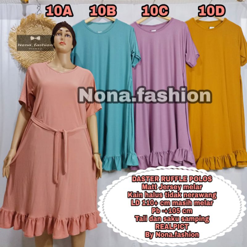 Daster Polos Premium Bahan Melar / Daster Ruffle / Daster Jersey polos by Nona.Fashion