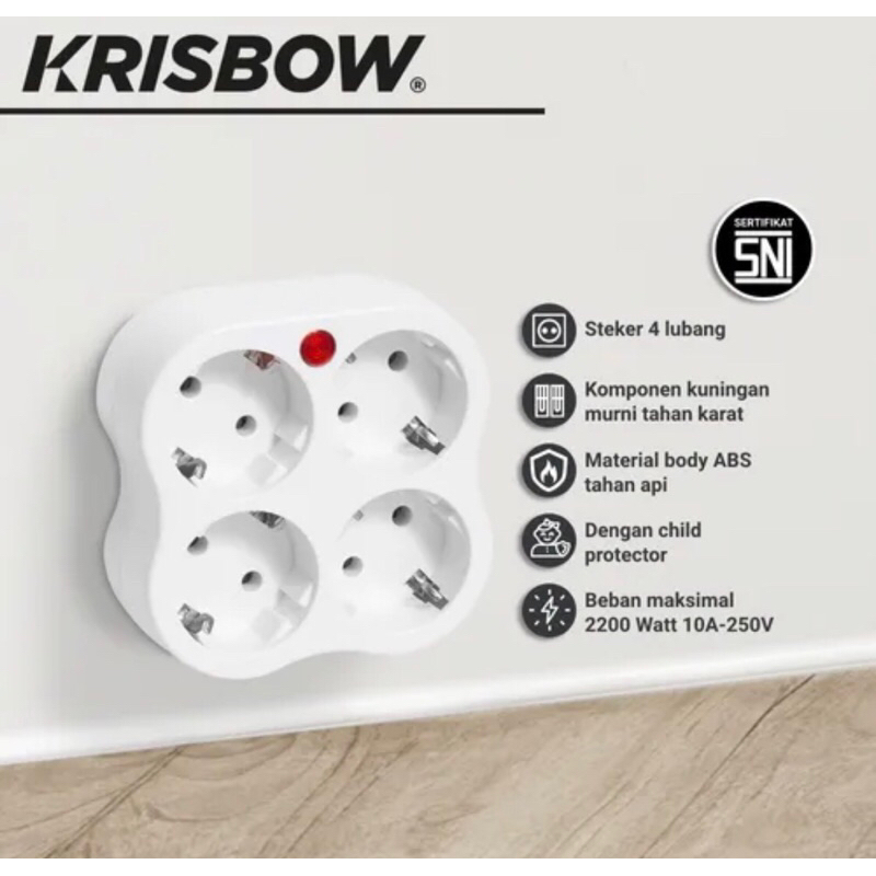 KRISBOW COLOKAN LISTRIK 4 LUBANG/STEKER ARDE 4 ARAH/KRISBOW ADAPTOR 4WAY/KRISBOW STEKER ARDE LISTRIK 4 ARAH/