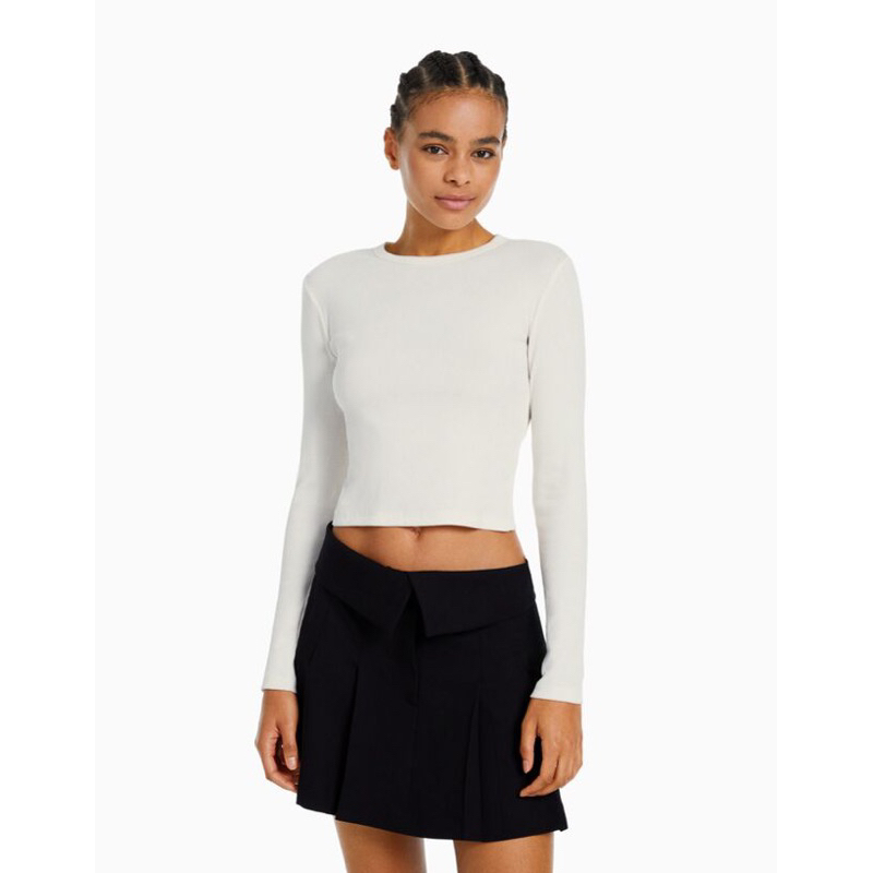 Bershka Ribbed Longsleeve Top