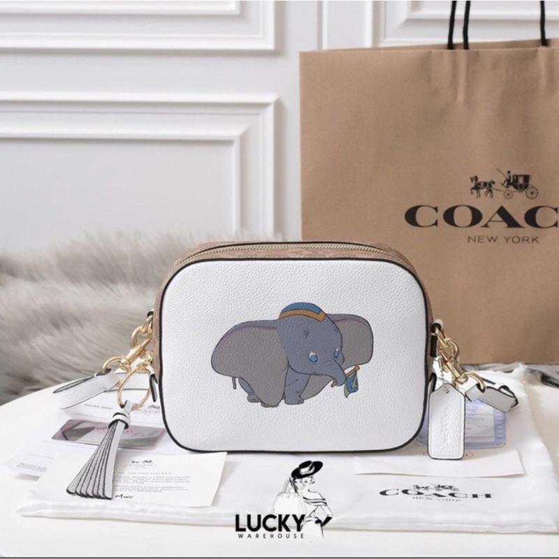 Coach x Disney Dumbo Camera Bag in Chalk Calfskin - Ori 100%