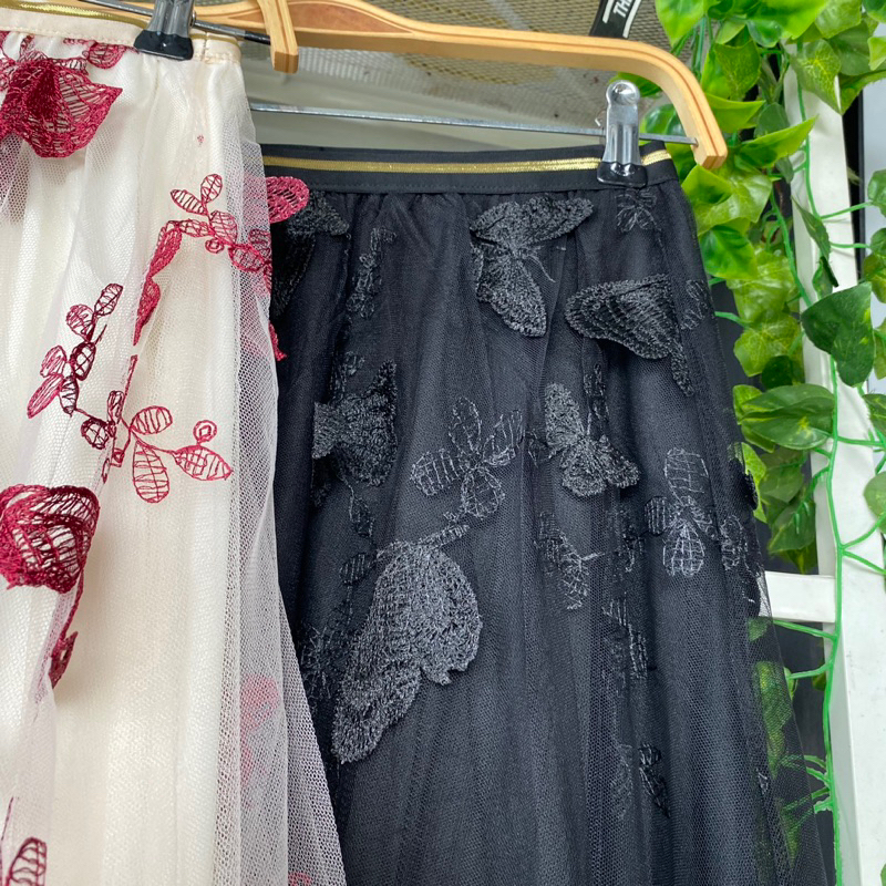 Premium Import Rok tutu panjang bordir 3D depan belakang full furing ori import