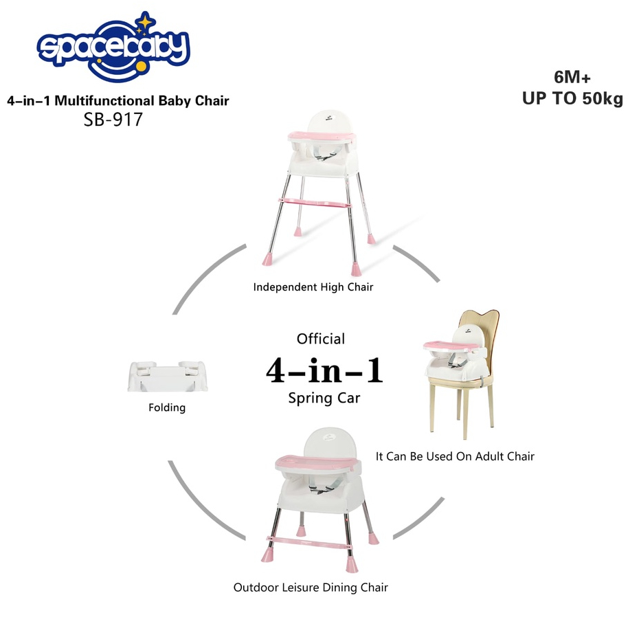 Spacebaby SB 917 925 Baby Chair 4 IN 1 Booster Baby Seat 4IN1 SB917 SB925 Space Baby High Chair Kursi Makan Anak Bayi 4IN1 SB918 SB 918 SB919 SB 919