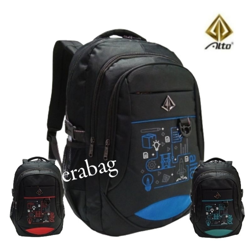 Tas Alto ransel Hitam Kombinasi 740 33 Backpack Laptop Sekolah Alto