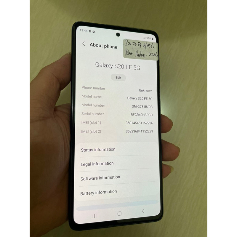 samsung s20 fe 5g 8/256gb single snapdragon865 ex inter bekas