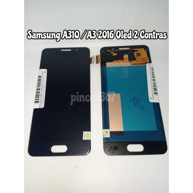 LCD TOUCHSCREEN SAMSUNG A310 / A3 2016 OLED 2 CONTRAS COMPLETE BLACK