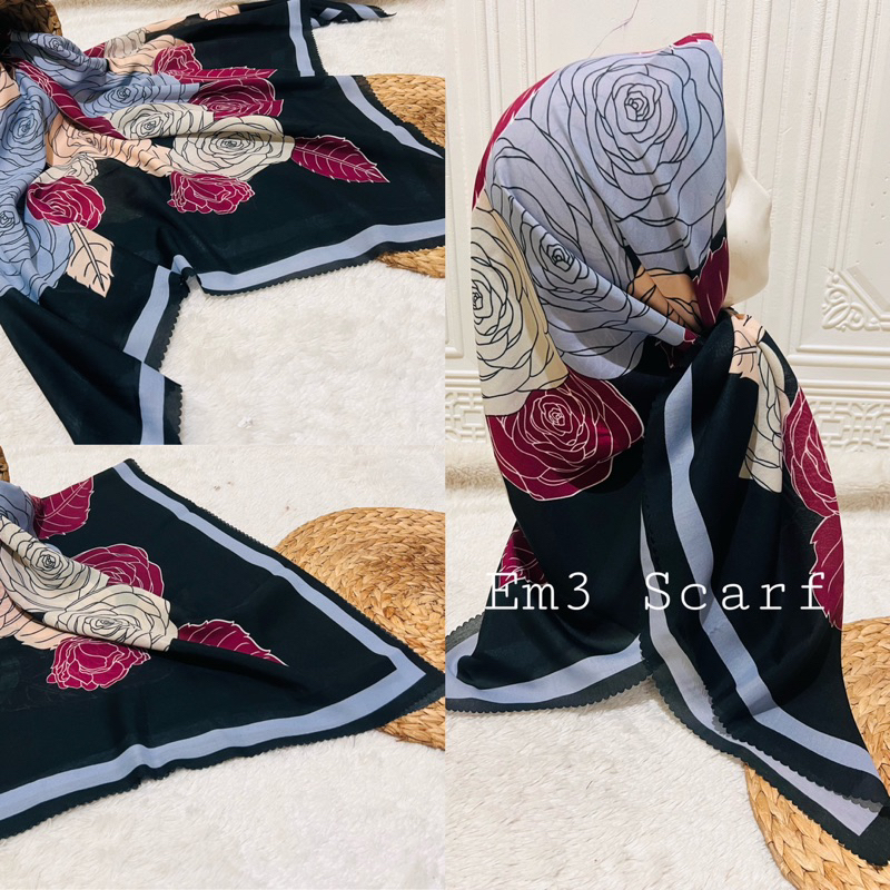 Hijab segiempat voal motif premium Tarido