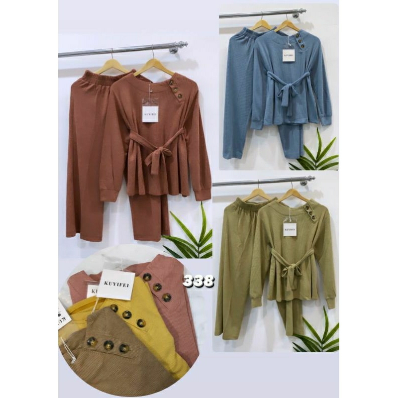 Kuyifei  338//Setcel rajut premium//Setelan wanita//Setelan rajut//Baju setelan//One set rajut//Setc