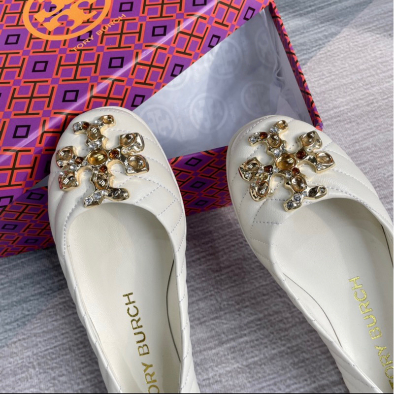 TB quilted sheepskin ballet shoes women's shoes