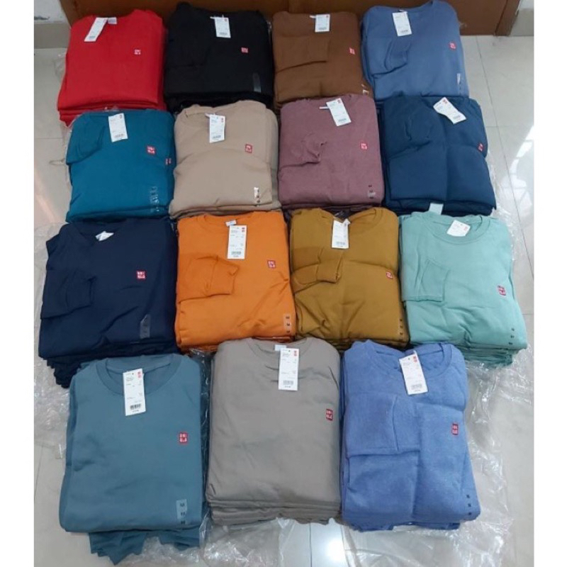 Sweater Uniqlo Polos Pria &amp; Wanita Jumbo Switer Unikloo Couple Unisex Tebal Sweter Seragam Sweter Basic