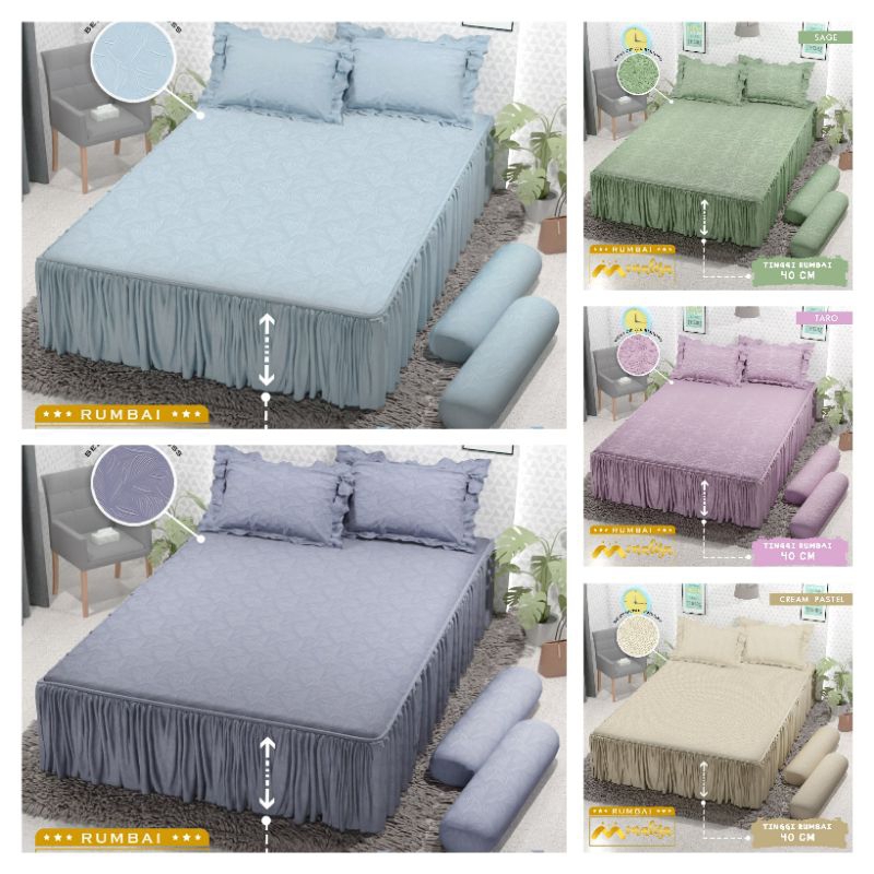 SPREI RUMBAI POLOS MONALISA 160X200 180x200 / SPREI MONALISA RUMBAI QUEEN DAN KING SIZE