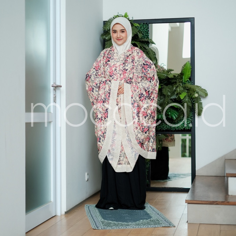 mukena dewasa 2 in 1 jumbo travelling kayana mocaca ponco motif shabby shaby soft free tas pouch sleting