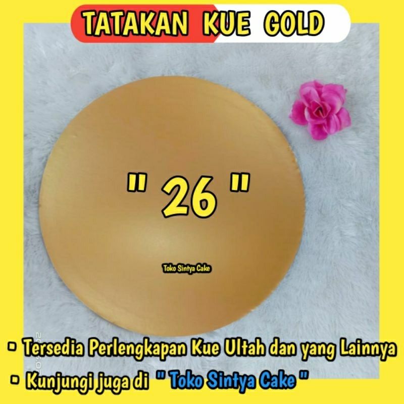Tatakan Kue Gold Bulat 26 cm/Alas Kue Ulang Tahun Gold Premium