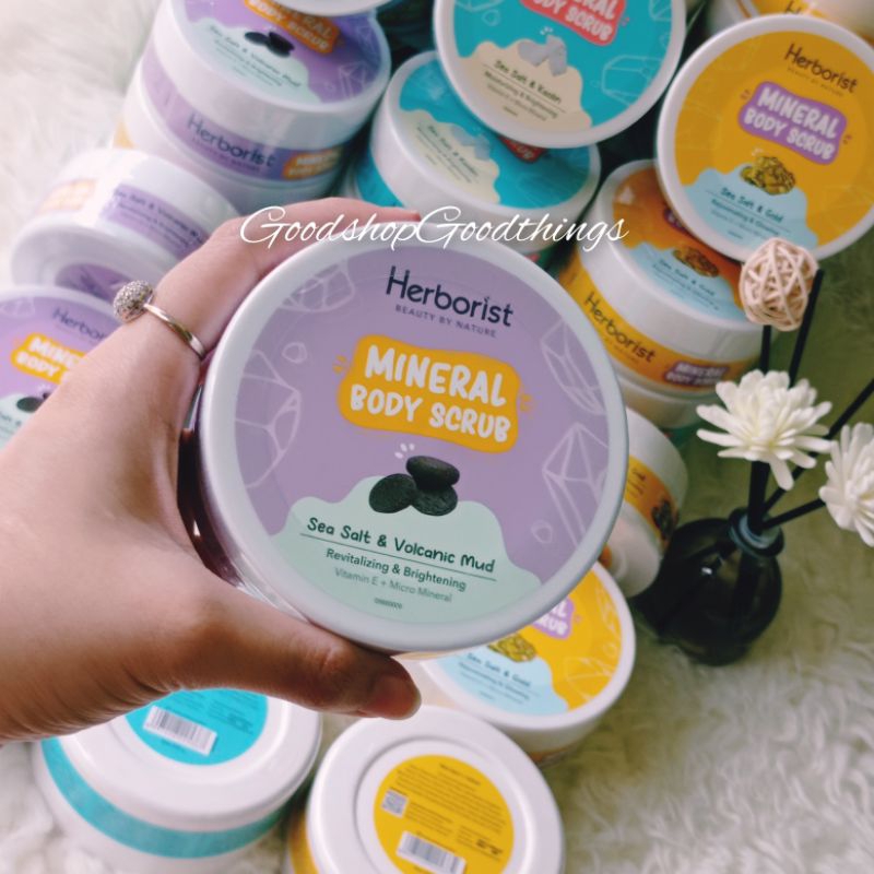 Herborist Mineral Body Scrub 200gr Sea Salt &amp; Kaolin / Sea Salt &amp; Gold / Sea Salt &amp; Volcanic Mud