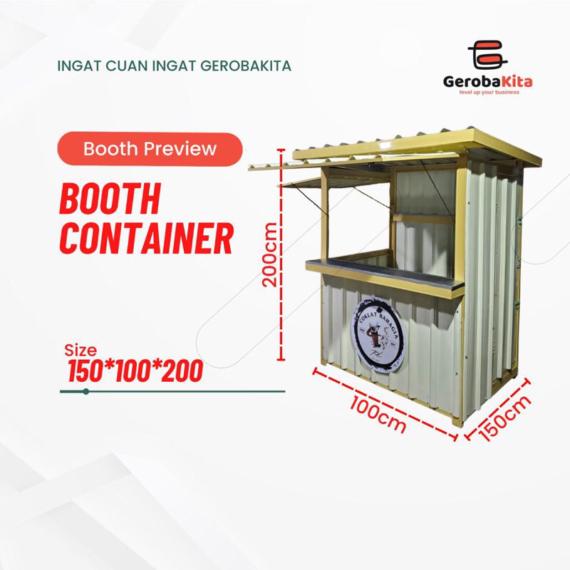 booth container dengan rak / gerobak murah kontainer