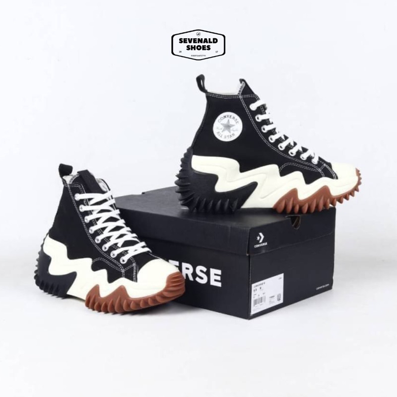 Sepatu Sneakers Converse One Star Hike High / Low Black White Brown