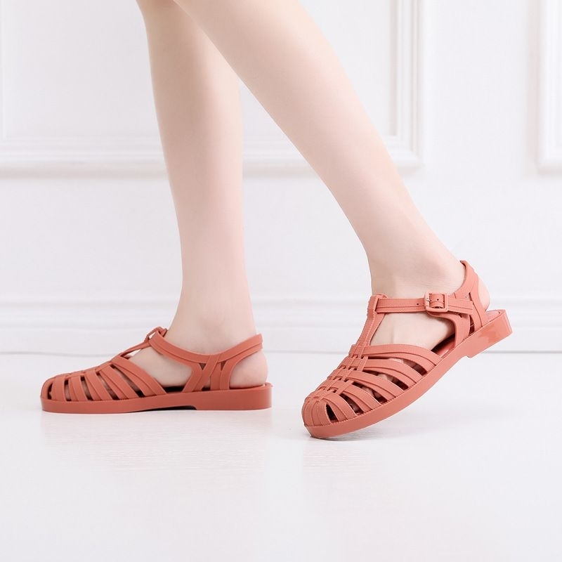 Image of Meisha double strip/ jelly shoes dewasa/sandal jelly wanita/sandal karet anti slip/sandal kekinian korea/jelly shoes import/sepatu sandal slippers/sepatu sandal couple mom and kids #6