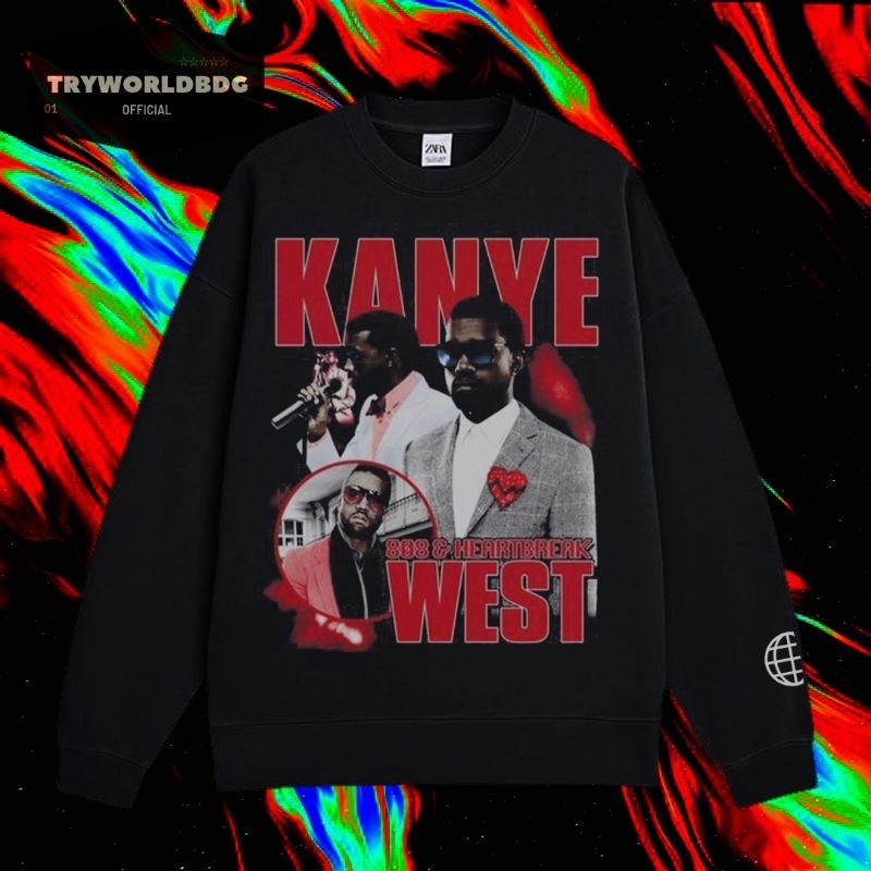 TRYWORLDBDG OFFICIAL "KANYE WEST" CREWNECK | SWEATER | HOODIE | CREWNECK KANYE WEST 808 & HEARTBREAK