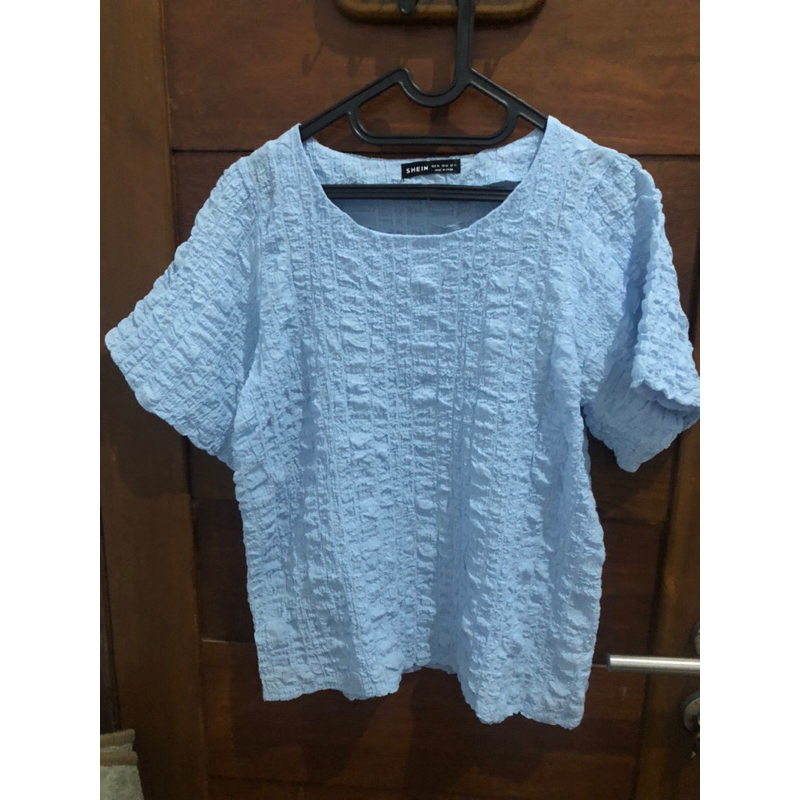preloved atasan shein/blouse shein/baju shein biru