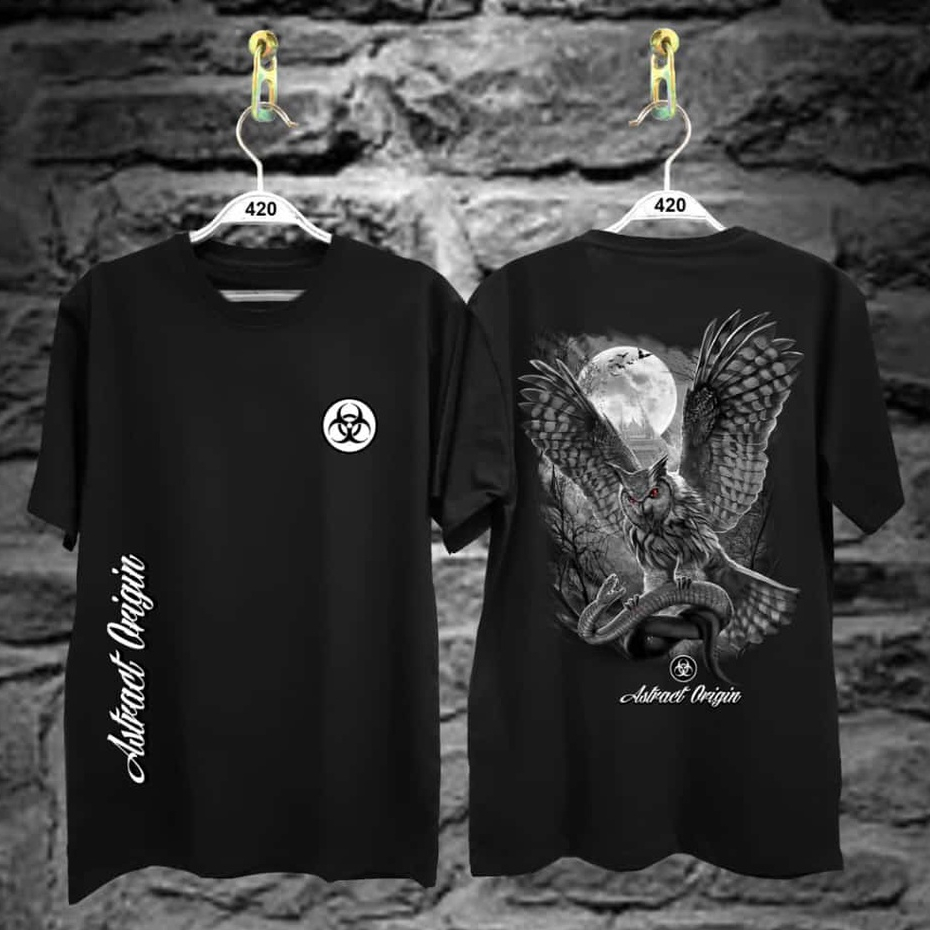 Baju Kaos Distro Tshirt Pria Wanita Boneka Keren Lengan Pendek Owl Flyng Hitam Terbaru Cewek Cowok Motif Sablon Bergambar Samurai Dragon Cod Couple Unisex