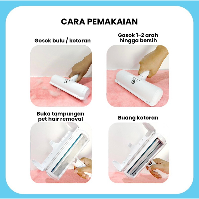 Olive Care Pembersih Bulu Kucing/Anjing PET HAIR REMOVAL yaitu Lint Roller Portable Jangka Panjang (Lifetime Use) untuk Pembersih Baju/Pakaian, Sofa, Tempat Tidur