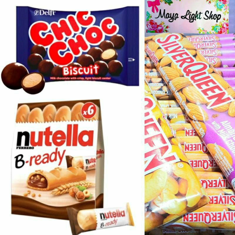 Promo coklat nutella b ready chic choc delfi silverqueen almond mete cashew chocolate