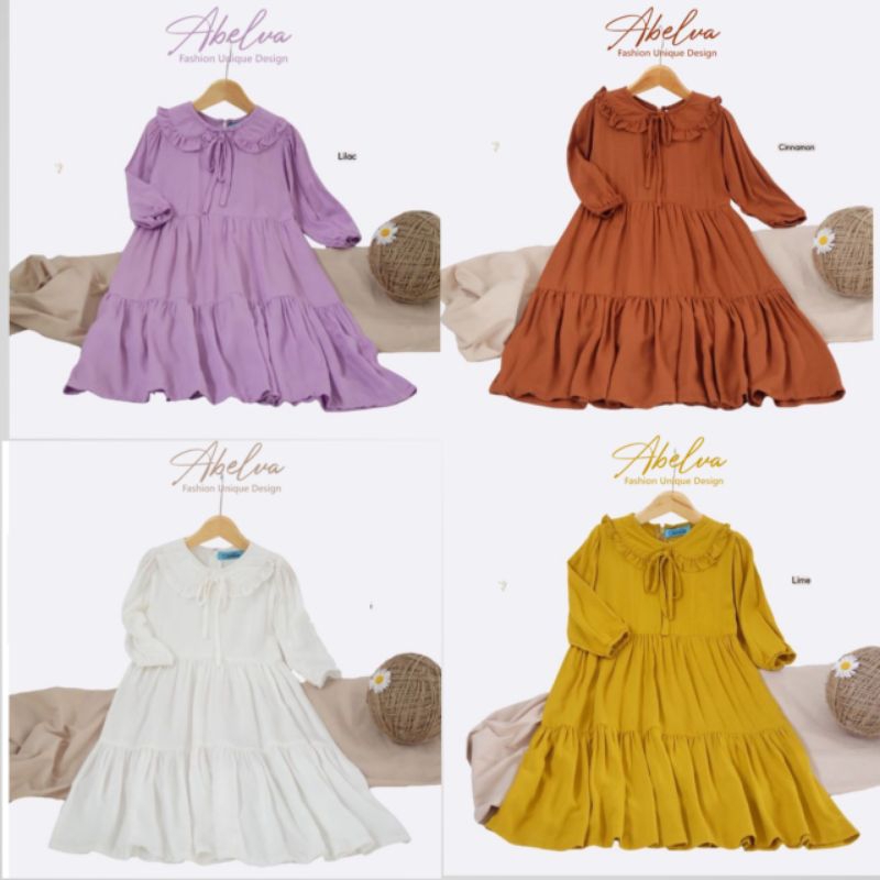 Midi Dress Anak Tunik Model Susun Anak Perempuan Gamis Anak Midi Polos Bahan Toyobo Premium
