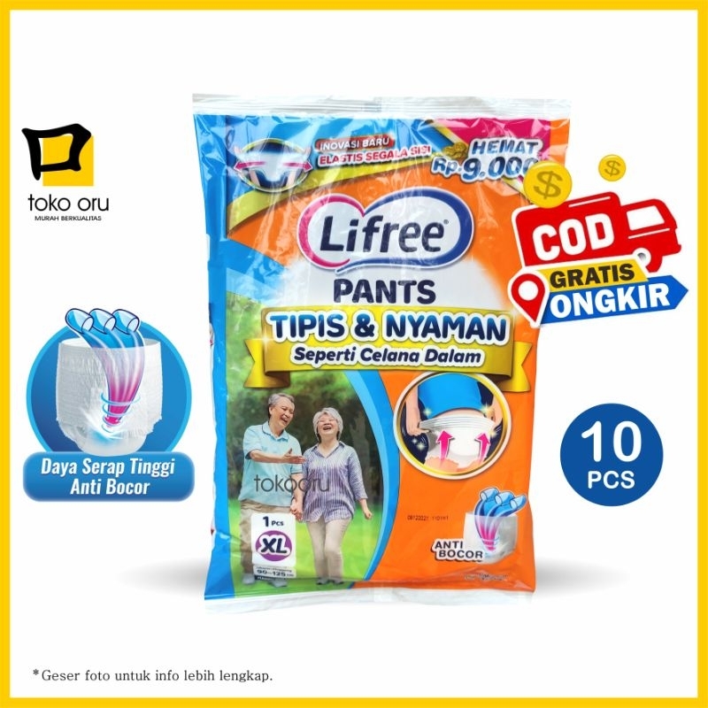 Popok Celana Lifree XL 1 x 10 Sachet Pempers Dewasa