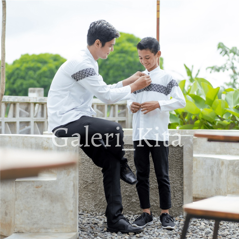 Baju Koko Pria-Koko Lengan Panjang Motif Warna Putih hitam Coklat Bahan Toyobo Size M L XL XXL XXXL