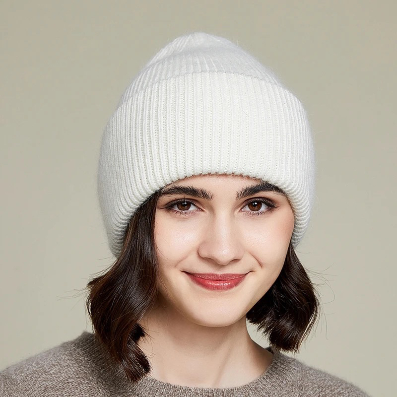 Rabbit Fur Beanie Hat Topi Kupluk Unisex Bulu kelinci